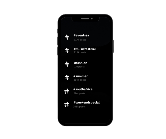 smart phone with hashtags